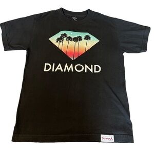 Men's Diamond Black Graphic Iconic Palm Tree Pullover Shirt Size Small GUC #7145